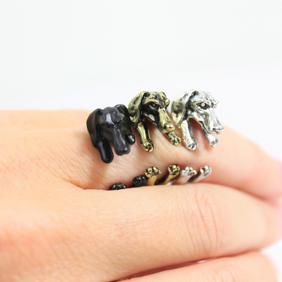 The Shepherd's Knot Jewelry - Fashion Hound Dog Black Gold Silver